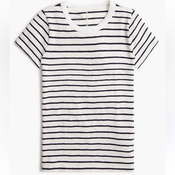 J. Crew Girlfriend Tee Striped Navy and White Short Sleeve Top. Size S. Casual - Picture 3 of 5